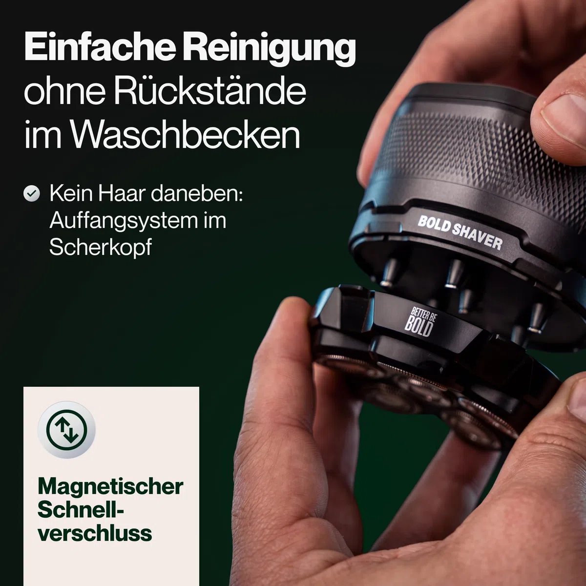 BETTER BE BOLD – Glatzenrasierer & Glatzencreme Anti-Shine 50ml SET – Mattierende Pflege für Glatze 0–3 mm – Beruhigt nach der Rasur – ohne Schnittgefahr und Hautirritationen – Shaver auch für Bart