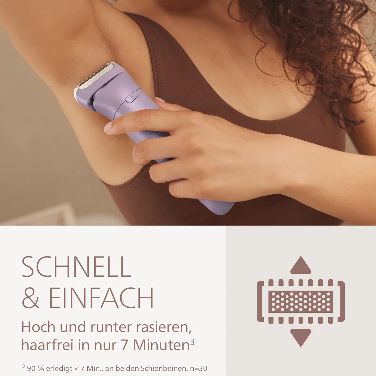 Philips Lady Shaver Series 8000 - kabelloser elektrischer Rasierer, nass und trocken, 3-Klingen-System, flexibler Scherkopf, LED-Licht, Beine/Körper/Bikinizone, 100 Min. Laufzeit, Modell BRL149/00