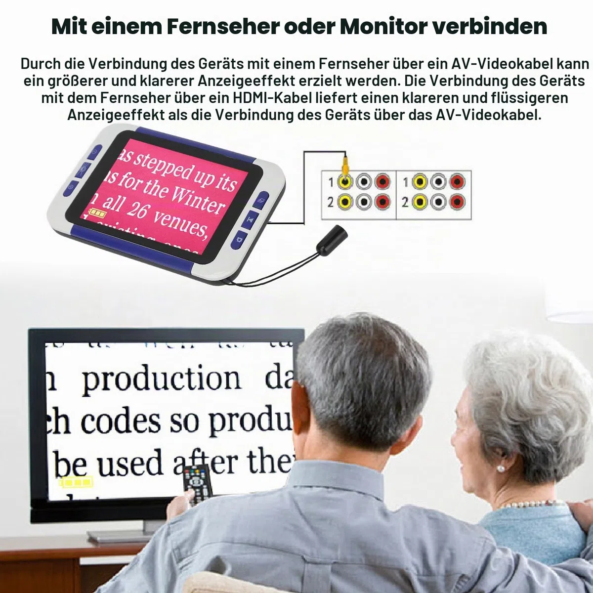 Tragbare Digitale Lupe, 2-32fache Vergrößerung Elektronische Lesehilfe für Fern-Nahsicht Handliche Video-Lupe 26 Farbmodi Bildschirmlupe für Sehbehinderte, Kinder, Senioren