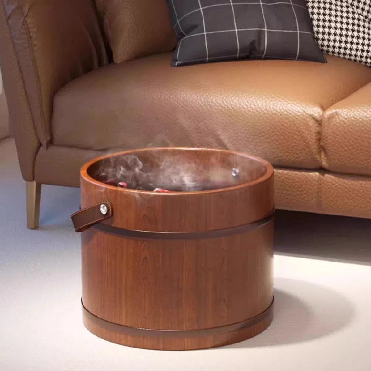 Fußbad Eimer Holz Fußsoak Pediküre Wanne Waschzuber Aus Massivholz Leicht Transportierbar für Bad Sauna Camping Zuhause, Ohne Deckel