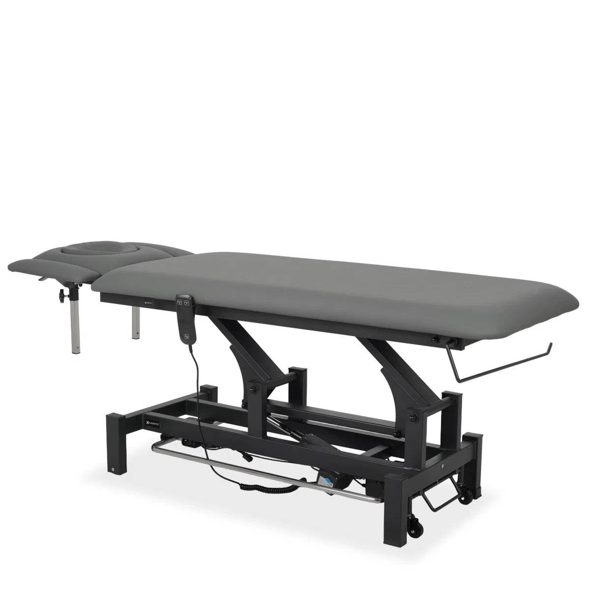 HABYS Massageliege Elektrisch mit 4-Segmente, 192x68cm, Grau, Fortis 4Ergo | mit Steuerrahmen, Kosmetikliege Elektrisch bis zu 200 kg, Massagebank für Therapieliege mit Fernbedienung, ERGO-Kissen