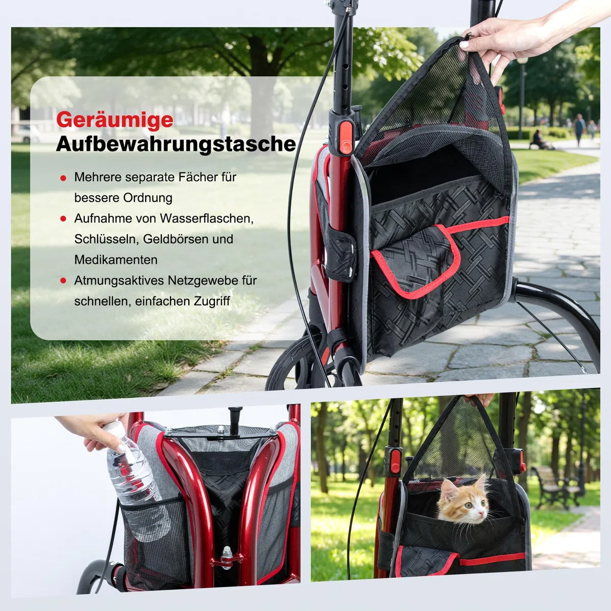 3 Rädern Leichter Schmal Rollatoren für Senioren, Tragkraft 158kg | Schmaler, zusammenklappbarer Rollator mit Rädern, höhenverstellbarer Rollator für ältere Menschen, Aluminiumlegierung