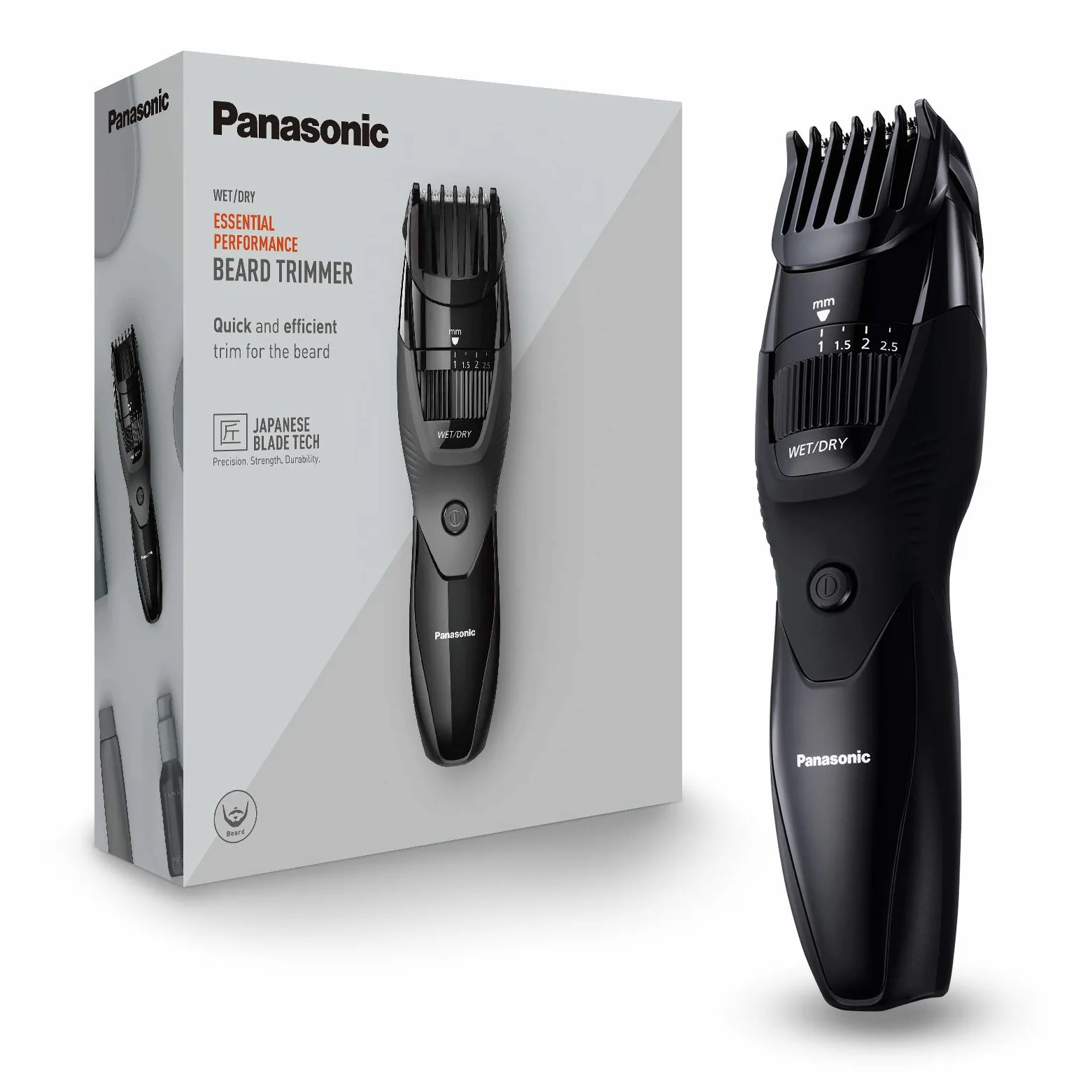 Panasonic ER-GB43 Bartschneider mit 20 Längeneinstellungen (0.5-10 mm), inklusiv Ladestation schwarz