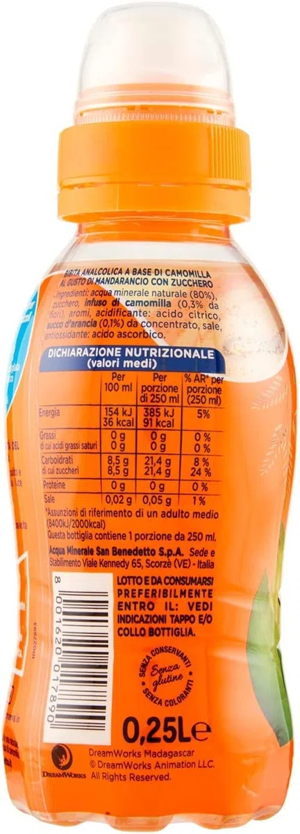 48x San Benedetto Baby Camomilla Mandarancio,Kamille mit Mandarine Geschmack,Kohlensäurefreies Getränk in Natürlichem Mineralwasser Pull-Push, 25cl + Italian Gourmet Polpa di Pomodoro 400g Dose
