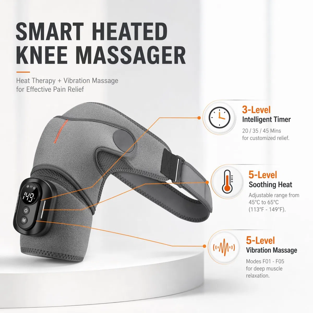 Schulter Massagegerät, 3-in-1 Massagegerät, Schulterbandage mit 5 Heizstufen & Vibration, 5000mAh 3-Gang-Timer für Links Oder Rechts Geeignet, Vatertagsgeschenk für Zuhause Büro Shoulder Massager