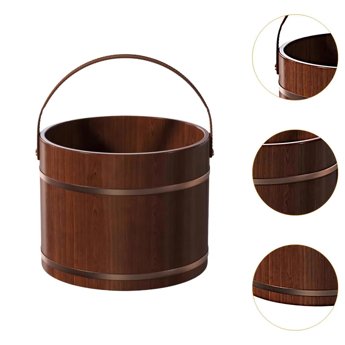 Fußbad Eimer Holz Fußsoak Pediküre Wanne Waschzuber Aus Massivholz Leicht Transportierbar für Bad Sauna Camping Zuhause, Ohne Deckel
