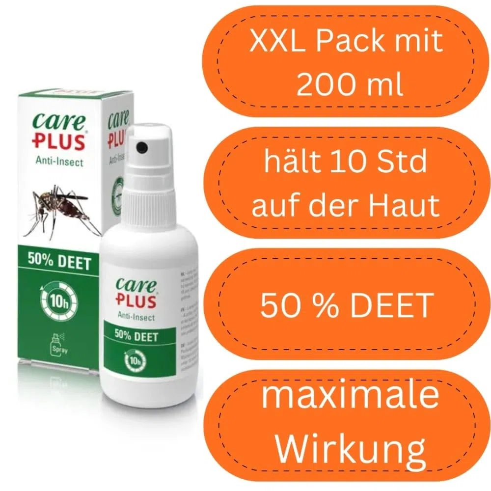 Care Plus DEET Mückenspray 50% + Textile Spray Set - Insektenschutz für Haut und Kleidung - langanhaltender Schutz gegen Insekten - Mückenschutz Kleidung und Haut Set für tropische Reisen und Outdoor