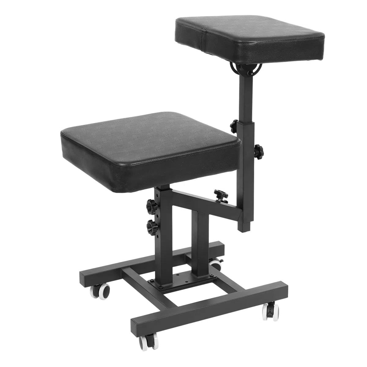 Tattoo Armlehne, Multifunktionaler Rollhocker: Arbeitshocker und Angle höhenverstellbar, mit Rollen, ideal für Tattoo- und Friseursalons (mit Rollen, Schwarz)