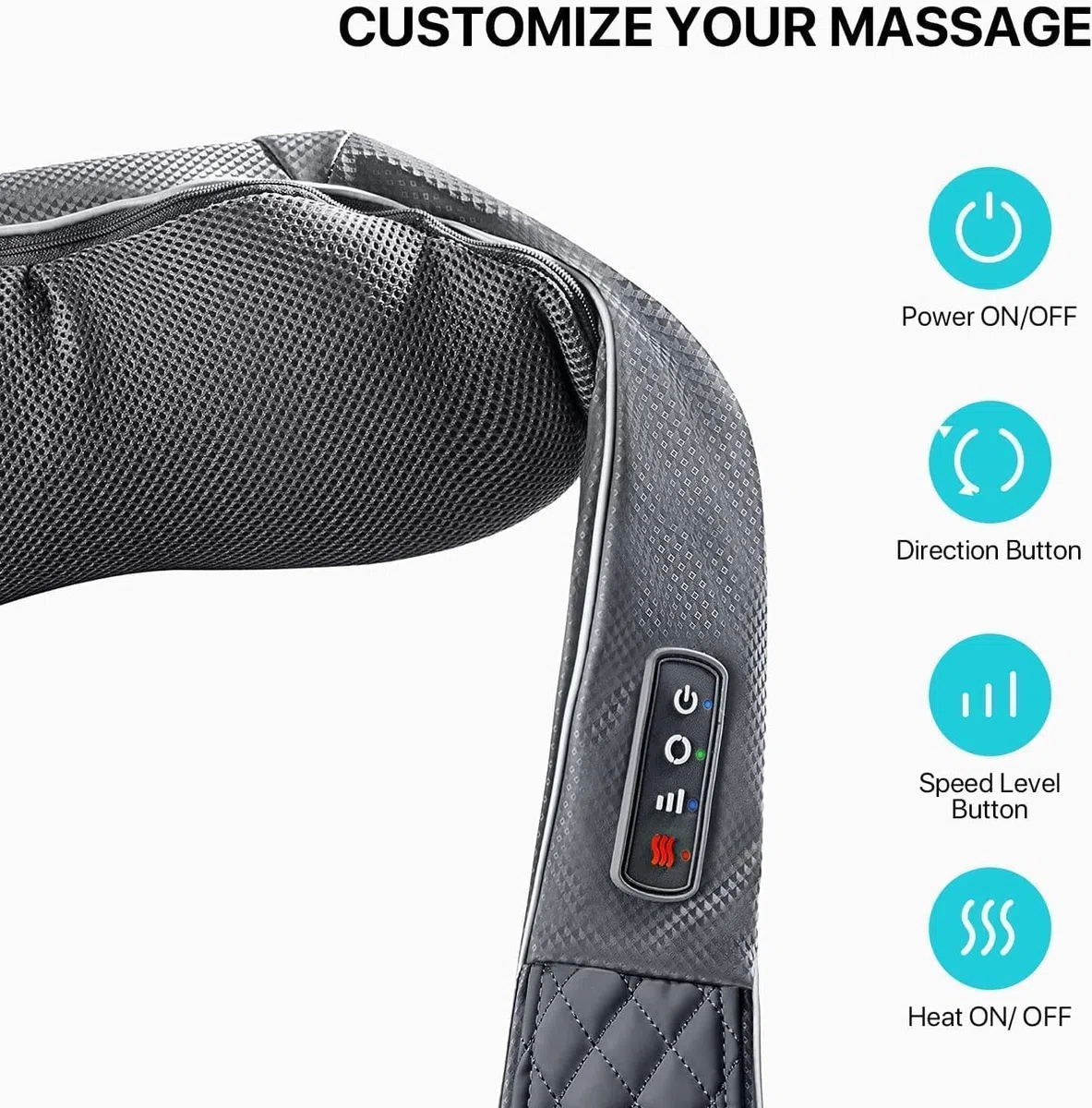 ALLJOY Nackenmassagegerät mit Wärme, 2200mAh Akku Kabellos, Massagegerät für Nacken Schulter Rücken, Shiatsu Massage mit 20 Min. Auto-Off & Tasche
