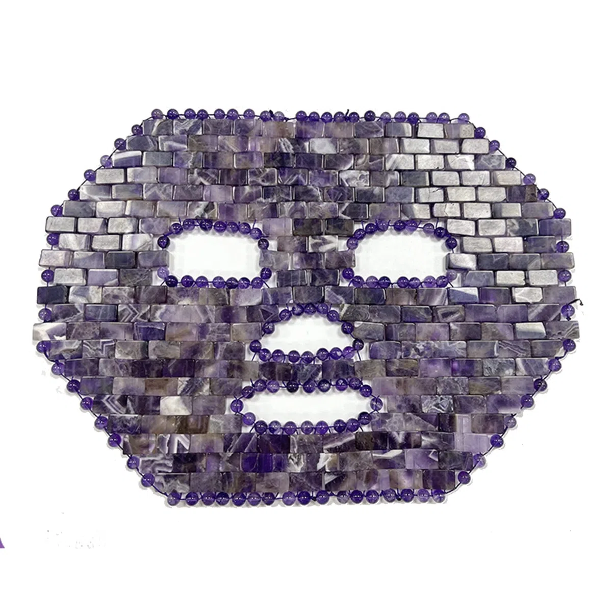 Rosenquarz-maske Amethyst gesichtsmaske mit Jade blume roller Gua Sha-set für Spa-hautpflege-werkzeug Kältetherapie Schönheitswerkzeug Zur Linderung von Gesichts ( Color : Purple , Size : 1 PCS )