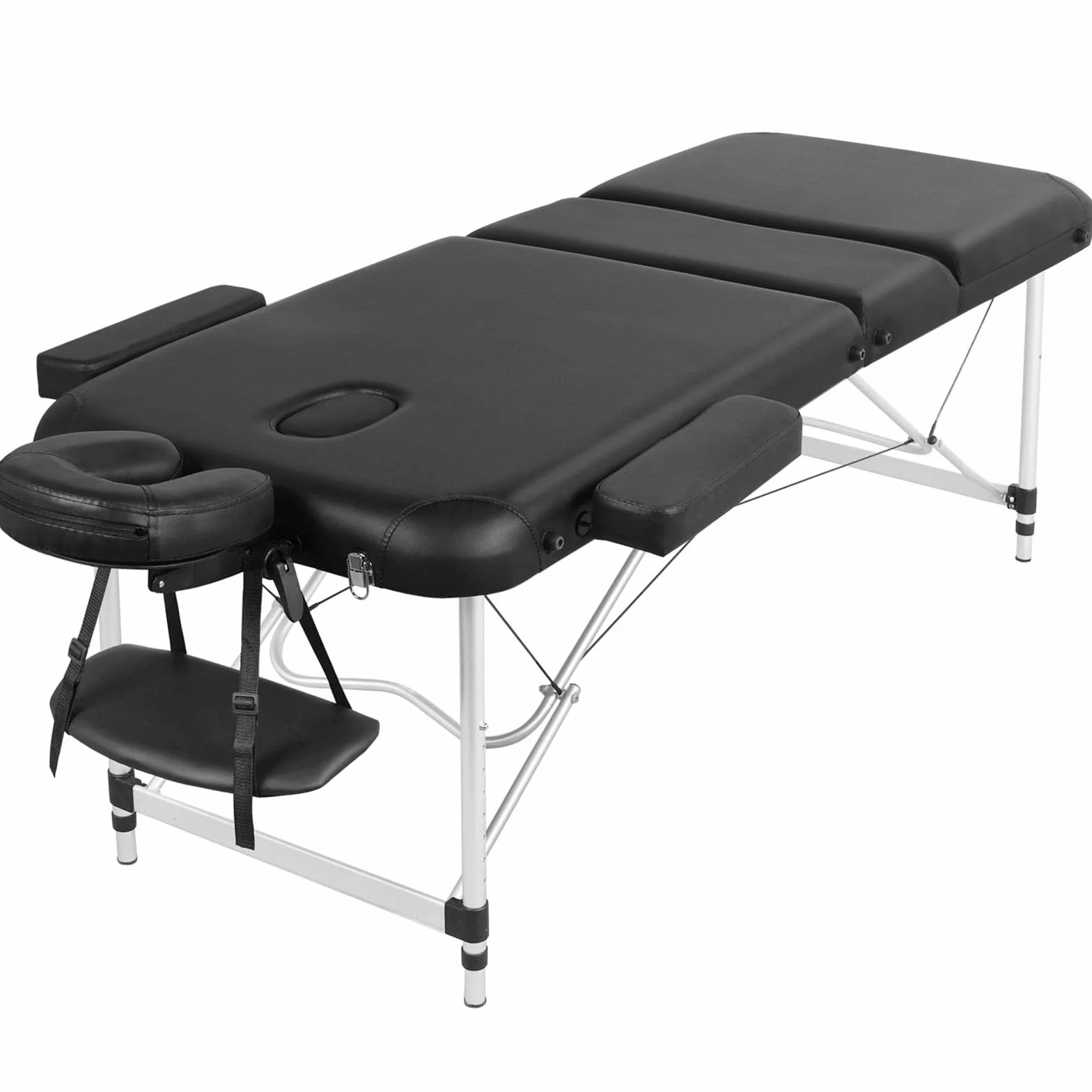 Yaheetech Mobile Massageliege 3 Zonen Massagebett Massagetisch 70cm Breit Höhenverstellbar Therapieliege Aluminium-Füßen mit Kopfstütze und Tragetasche bis 250kg belastbar