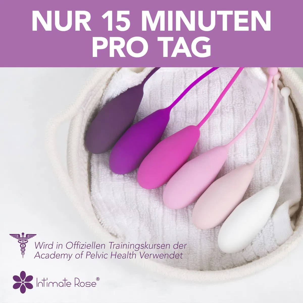 Intimate Rose Beckenbodentrainer für Frauen – 6 Liebeskugeln aus Medizinischem Silikon | Beckenboden-Trainingsgerät mit Vaginalkonen