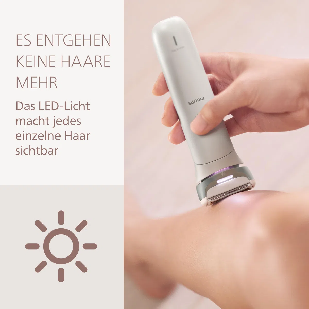 Philips Lady Shaver Series 8000 - kabelloser elektrischer Rasierer, nass und trocken, 3 Klingen, flexibler Scherkopf, LED-Licht, Gesicht/Beine/Körper/Bikinizone, 100 Min. Laufzeit, Modell BRL159/00