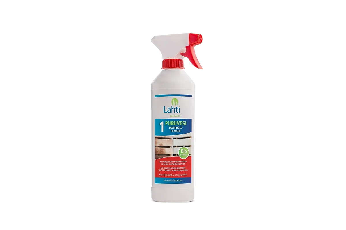 Lahti 1 PURUVESI - SaunaGrund-Reiniger - für die komplette Sauna, speziell für Hölzer - sehr effektiv, biologisch und schonend (0,5 Liter)