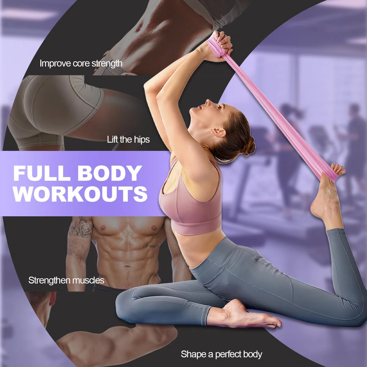 Rückenstützgürtel zur Haltungskorrektur mit Fitnessbänder,Verstellbarer Rücken Geradehalter und Schultergurt,Rückenstütze Haltungstrainer für Damen und Herren,für Büro,Sport und Alltag