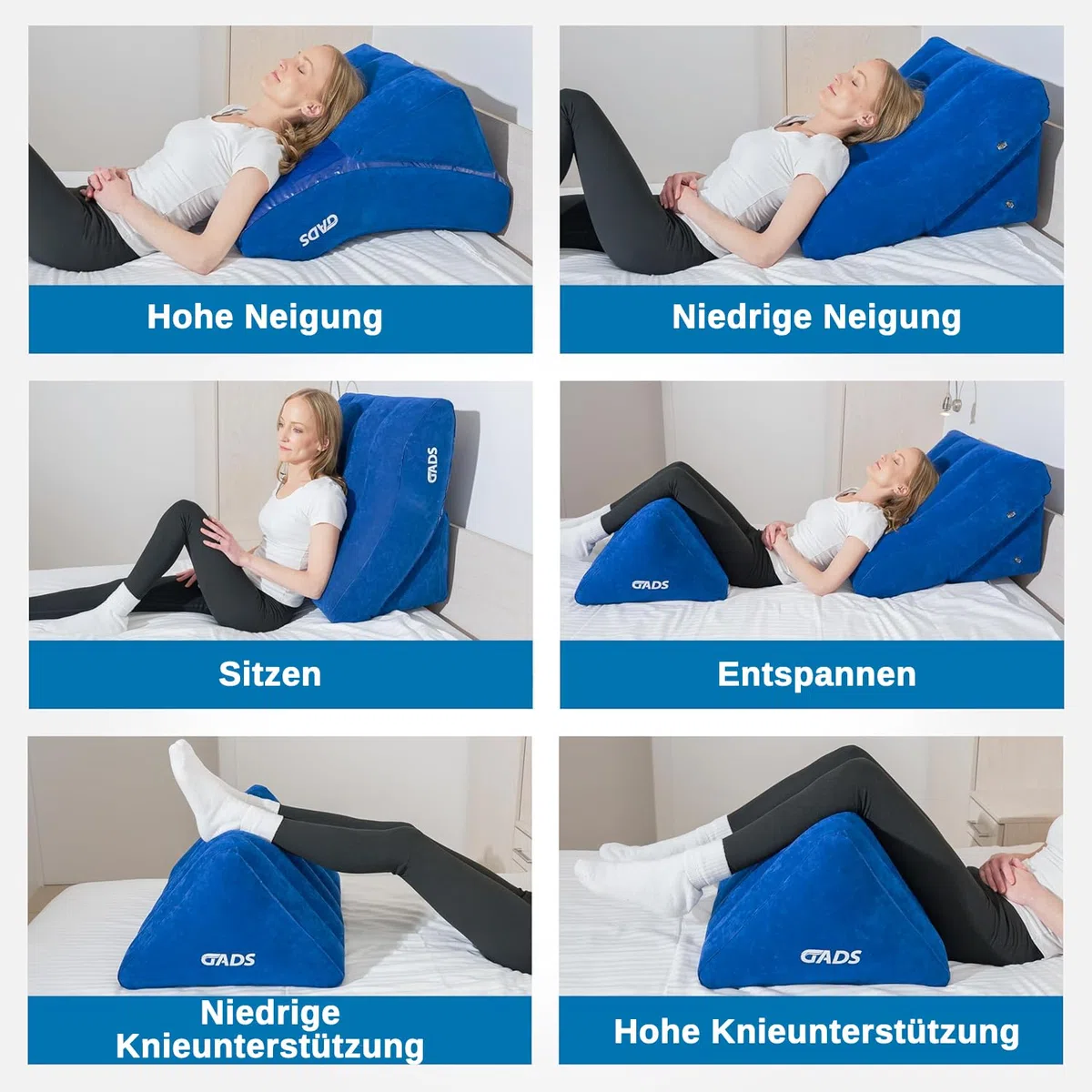 Aufblasbares Keilkissen-Set, Beinkissen für Bett und Reisen, kompakt mobil. | Leichtes Design für erhöhte Position, stabile Unterstützung, einfache Nutzung und platzsparende Lagerung nach Gebrauch daheim