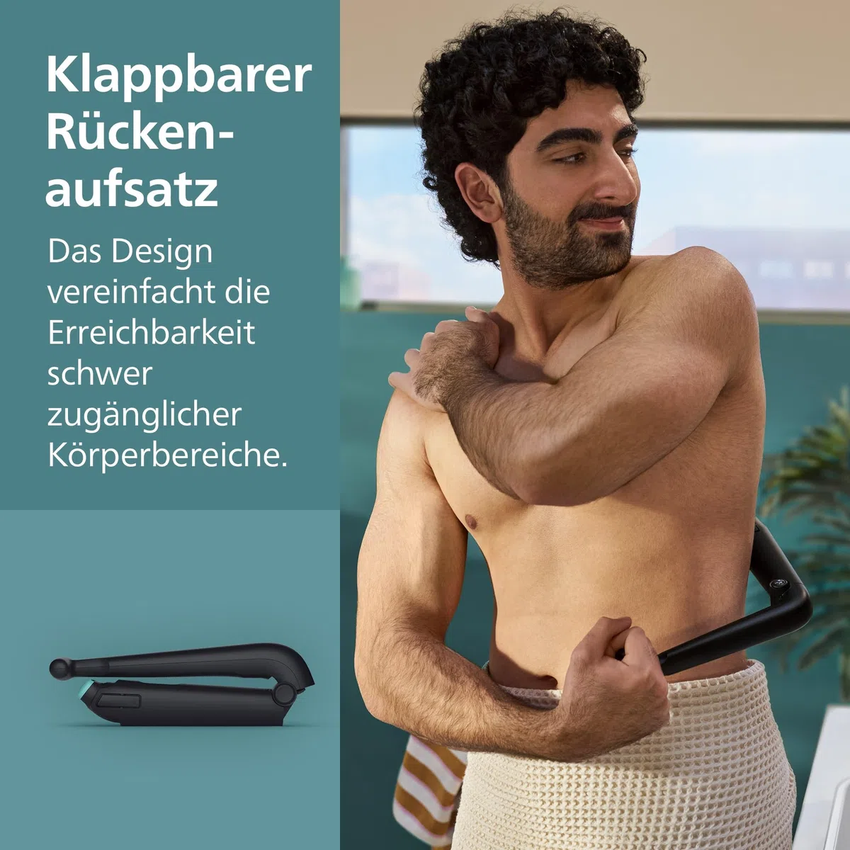 Philips Bodygroom 5000 für Herren – mit Dreifachschutz-Rasiersystem, elektrisch trimmen und rasieren im Intimbereich, klappbarer Rückenaufsatz, 100% duschfest, 100 Min. Laufzeit, Modell BG5480/15