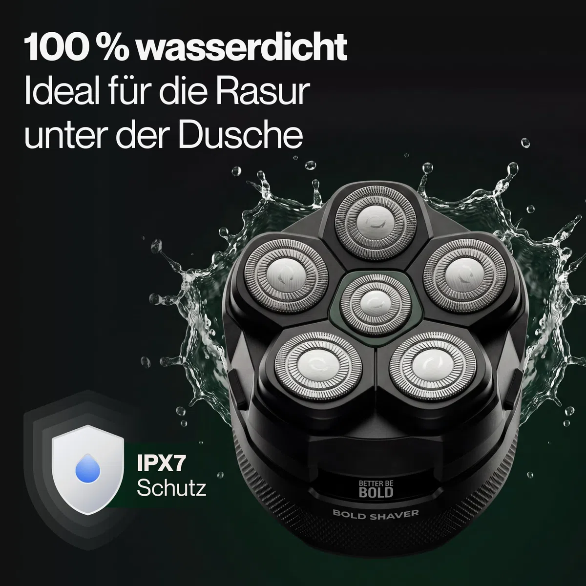 BETTER BE BOLD – Glatzenrasierer & Glatzencreme Anti-Shine 50ml SET – Mattierende Pflege für Glatze 0–3 mm – Beruhigt nach der Rasur – ohne Schnittgefahr und Hautirritationen – Shaver auch für Bart
