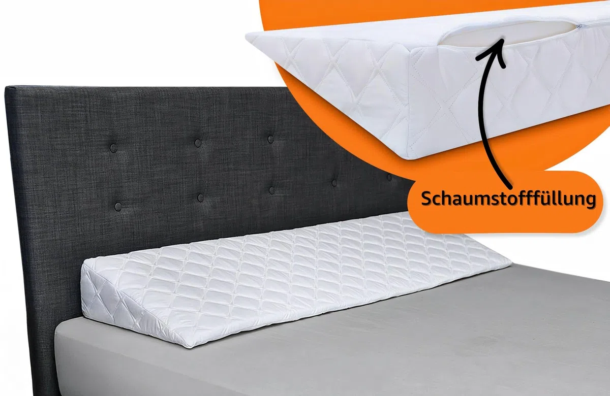 Keilkissen für Bett und Sofa 45x140 cm - Reflux Kissen & Matratzenkeil für Erwachsene – Bettkeil Lesekissen Rückenkissen Kopfteil Betterhöher – Venenkissen Beinkissen Bezug waschbar Oeko-Tex