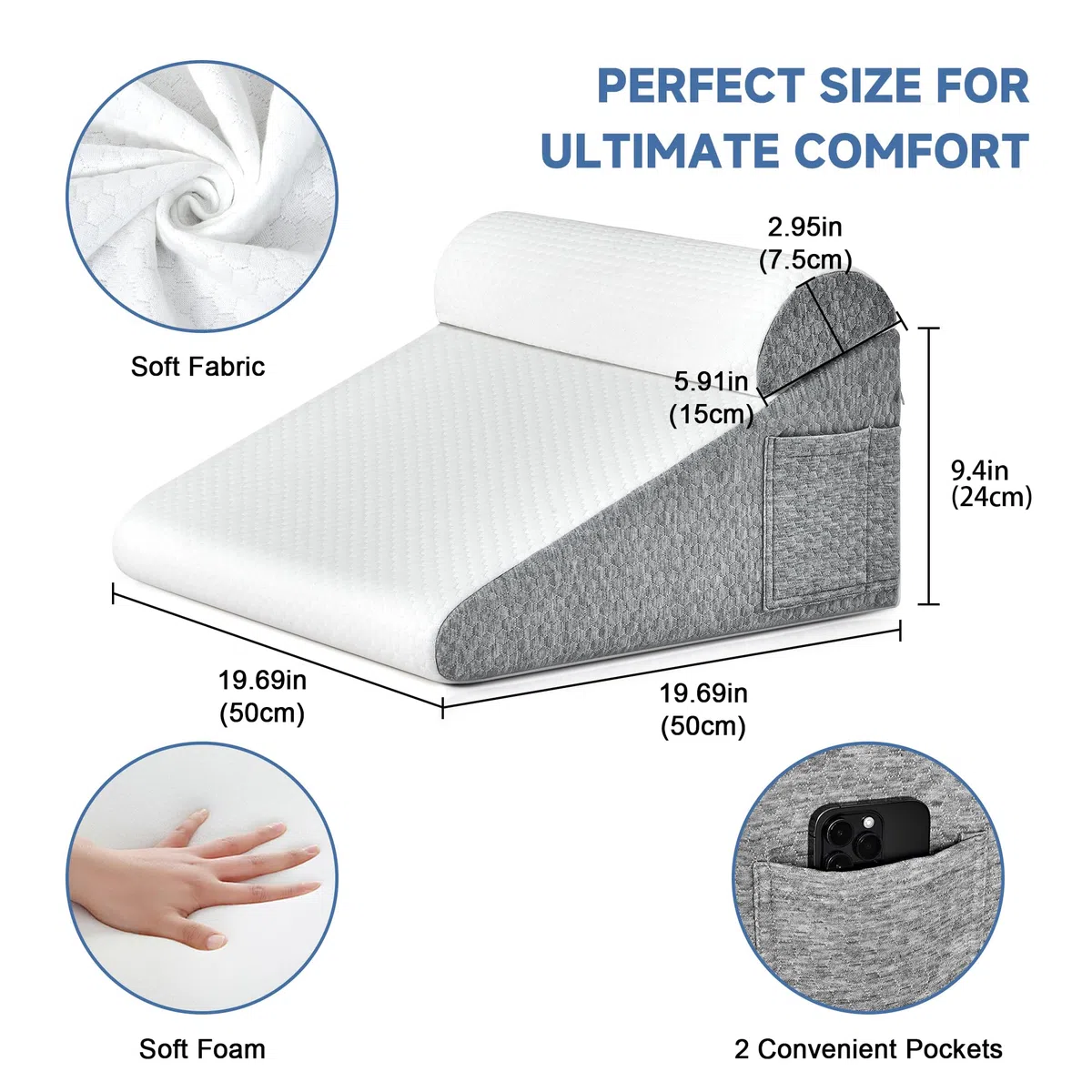 Keilkissen für Bett und Sofa,Reflux Kissen Erwachsene | Beine mit Waschkissen heben Kissen, Schlaf Atmung unterbrochen Reflux Kissen, Matratzenkeil Erwachsene, Betterhöher