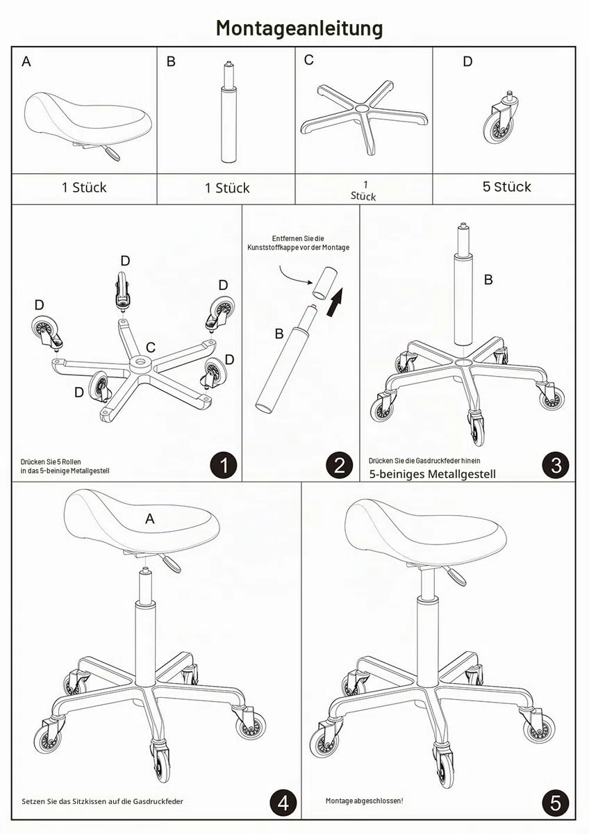 Professioneller Sattelhocker mit Rollen, ergonomisch, drehbar und höhenverstellbar, für Klinik, Zahnarzt, Schönheitssalon, Tattoo, Büro (Camel)