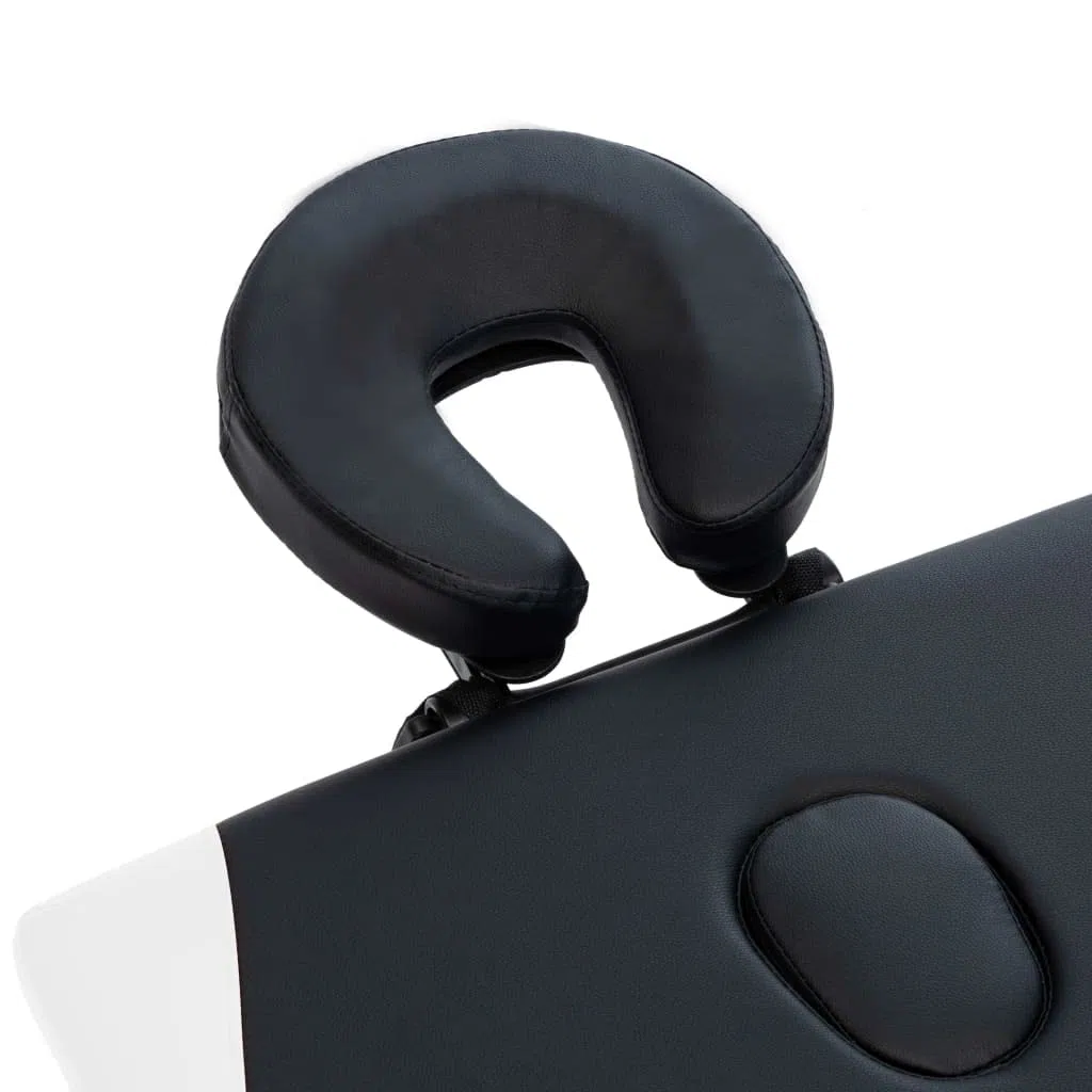 Klappbare Massageliege mit 2 Zonen Aluminiumgestell Schwarz Weiß höhenverstellbar, tragbar, leicht, für Praxis Studio Spa Wellness Physiotherapie Tattooliege Kosmetikliege