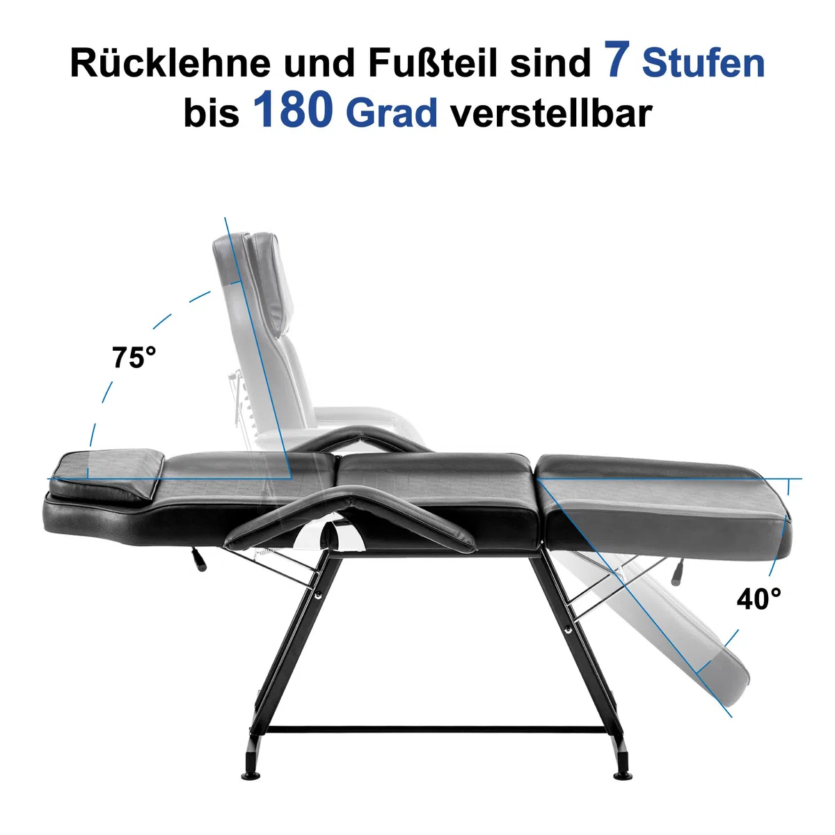 BarberPub Kosmetikliege Therapieliege Massageliege Tattooliege Kosmetikstuhl Schönheitsausrüstung 0015BK (Schwarz)