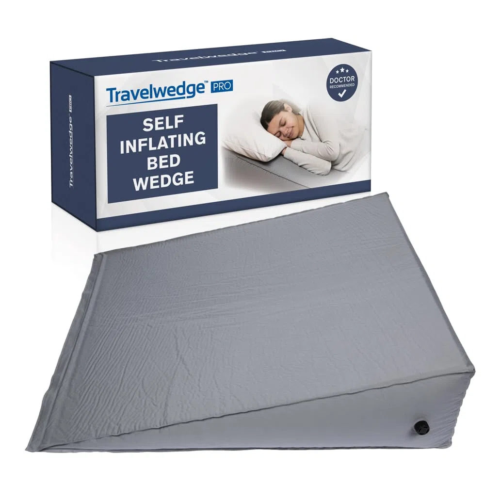 Selbstaufblasendes Bett-Keilkissen | leicht für Reisen | Keilkissen zum Schlafen und sauren Reflux, Sodbrennen und GERD-Kissen