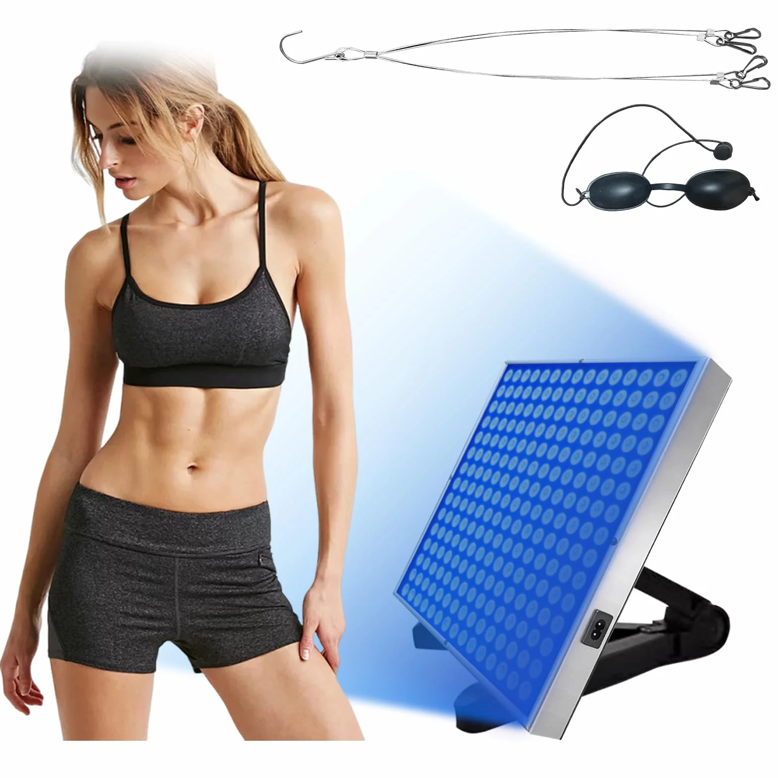 Bräunungslicht Solarium Portable Tanning Lamp für Home Gesichtsbräunung Tageslicht für Gesicht und Körper für zu Hause with Adjustable Stand and Hanging Hooks (Blau)