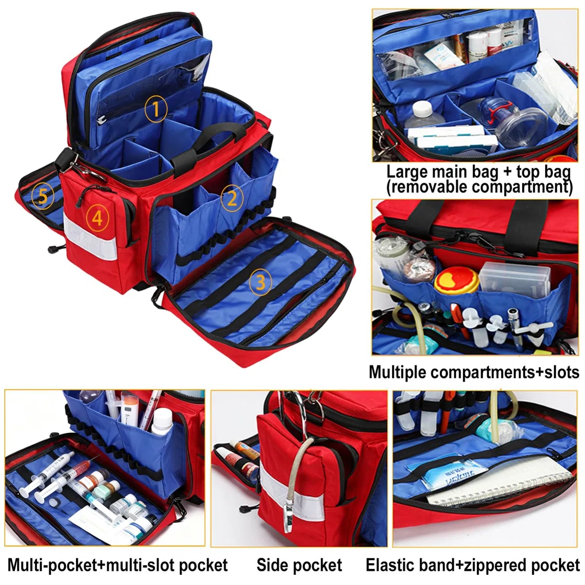 Cubstone Erste Hilfe Tasche Leer,Groß Notfalltasche für Krankenschwester,Häusliche Pflege Medikamenten Tasche,Arzttasche Hausapotheke für Medizinflasche,Vitamine,Medizinisches Zubehör(Navy Blue)