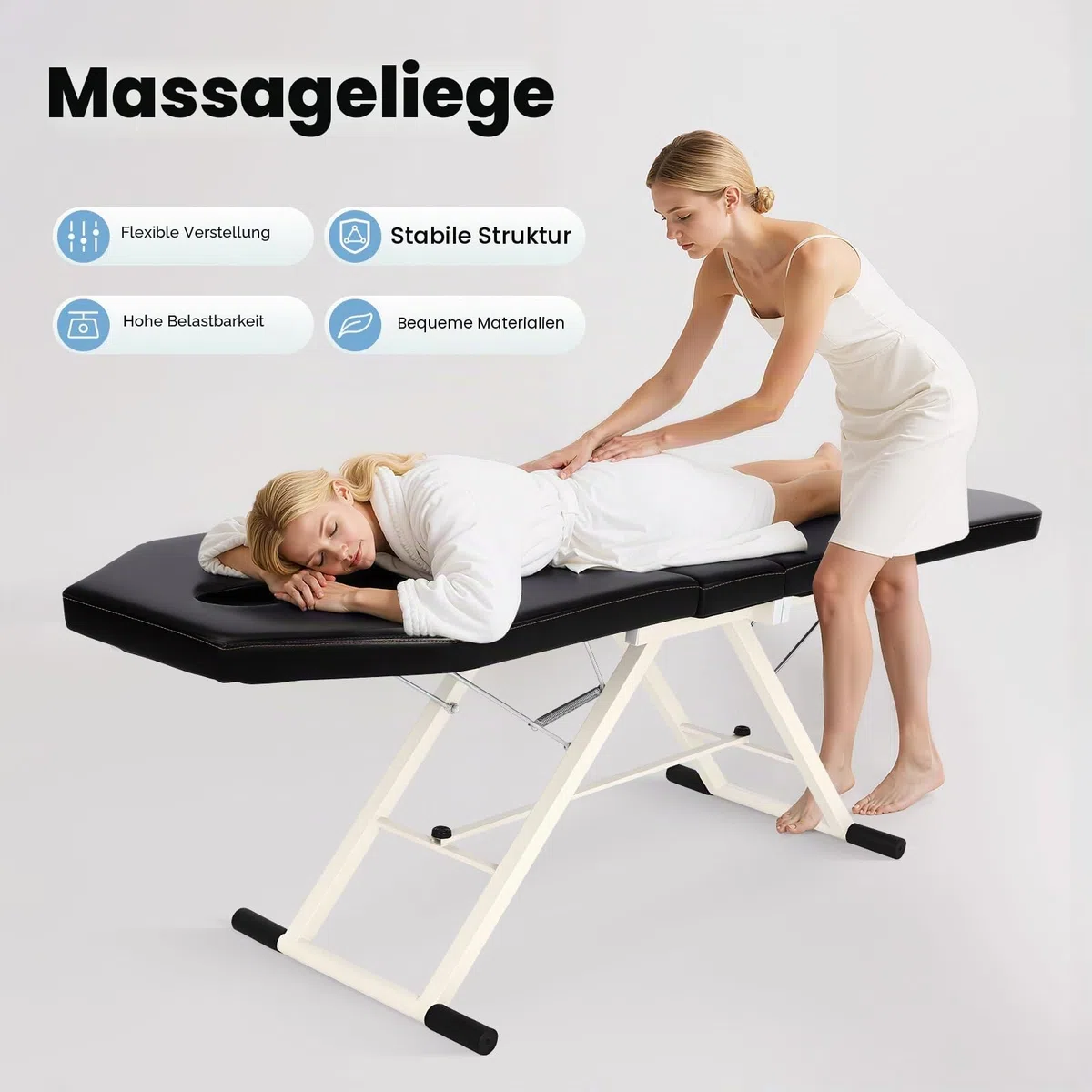 3-Zonen Klappbare Massageliege, Verstellbar Tragbare Kosmetikstuhl mit PU Polster, Beauty Liege Massagetisch, Mobile Kosmetikliege Therapieliege für Spa Salon Heimgebrauch, bis 200KG