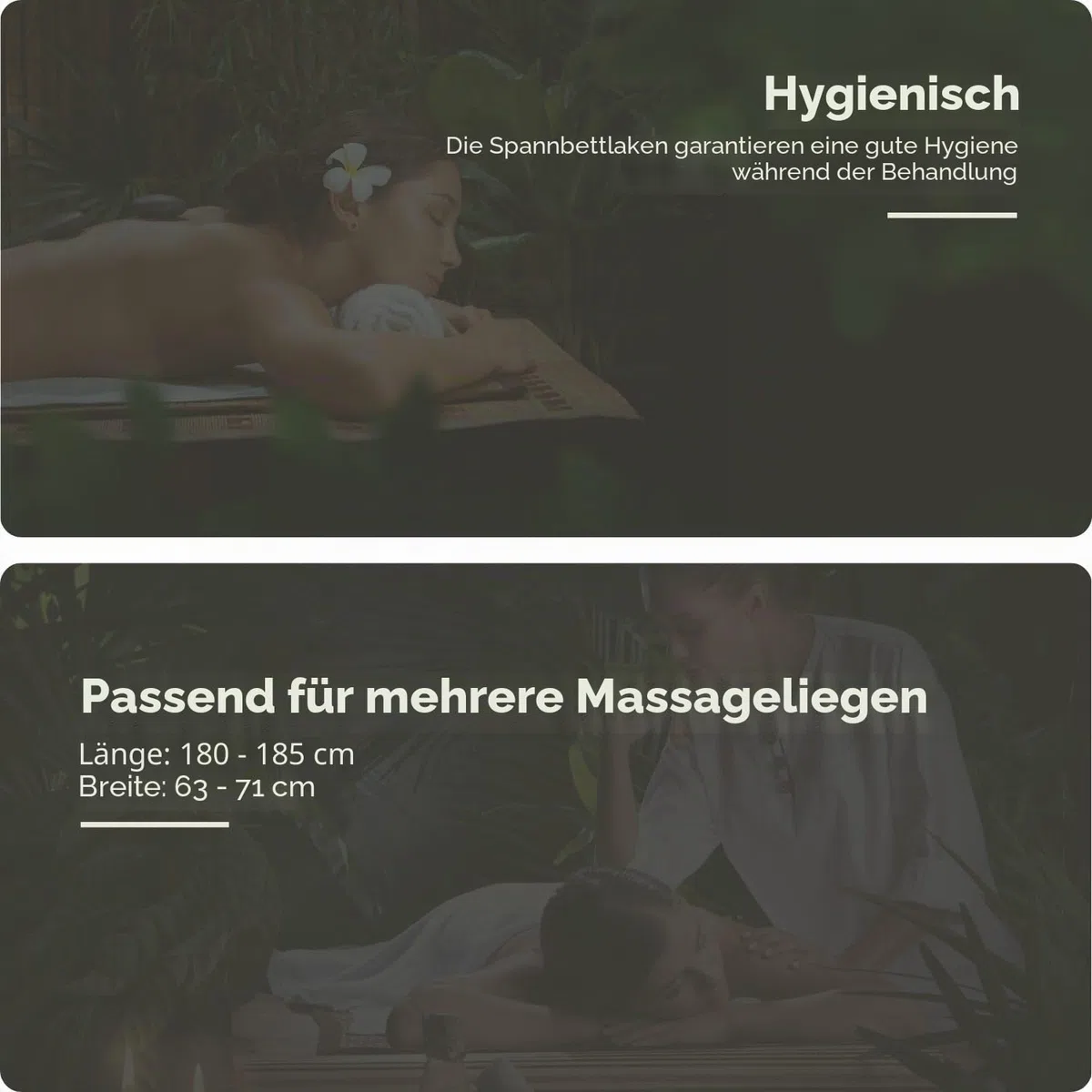 Spanbezug für Massageliege mit Gesichtsaussparung | Oeko TEX 100 | 63cm x 71cm x 185cm | Für alle Massage- oder Behandlungstische (Weiß)