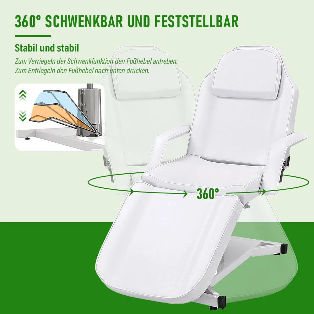 Massageliege Kosmetikliege Klappbar Höhenverstellbar 3 Zone,Tattoo Liege Friseurstuhl für Friseur Spa Schönheitssalon Ausrüstung (Weiß,182cmX82cmX64cm)