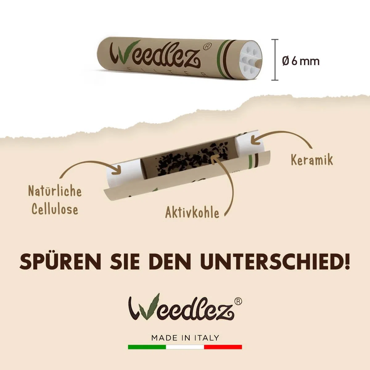 Mister Canapa | Aktivkohle- und Zellulosefilter | Durchmesser 6 mm | Packung mit 250 Stück