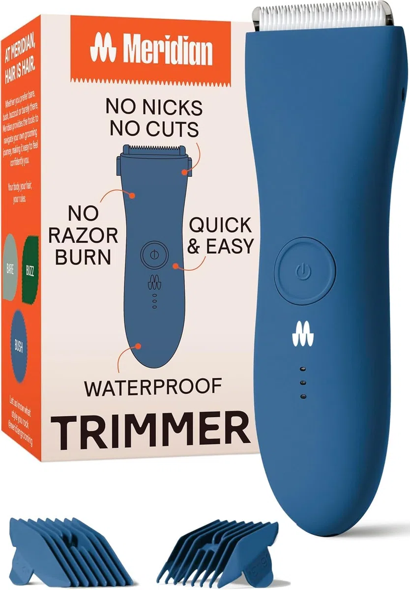 MERIDIAN Ocean Original Intimrasierer Mann, Bodygroom Herren, Körperhaartrimmer, Body Trimmer Herren, Schamhaar Rasierer Männer, Elektrischer Trimmer, Nass Trocken Groomer Blau Pflege Set Männer