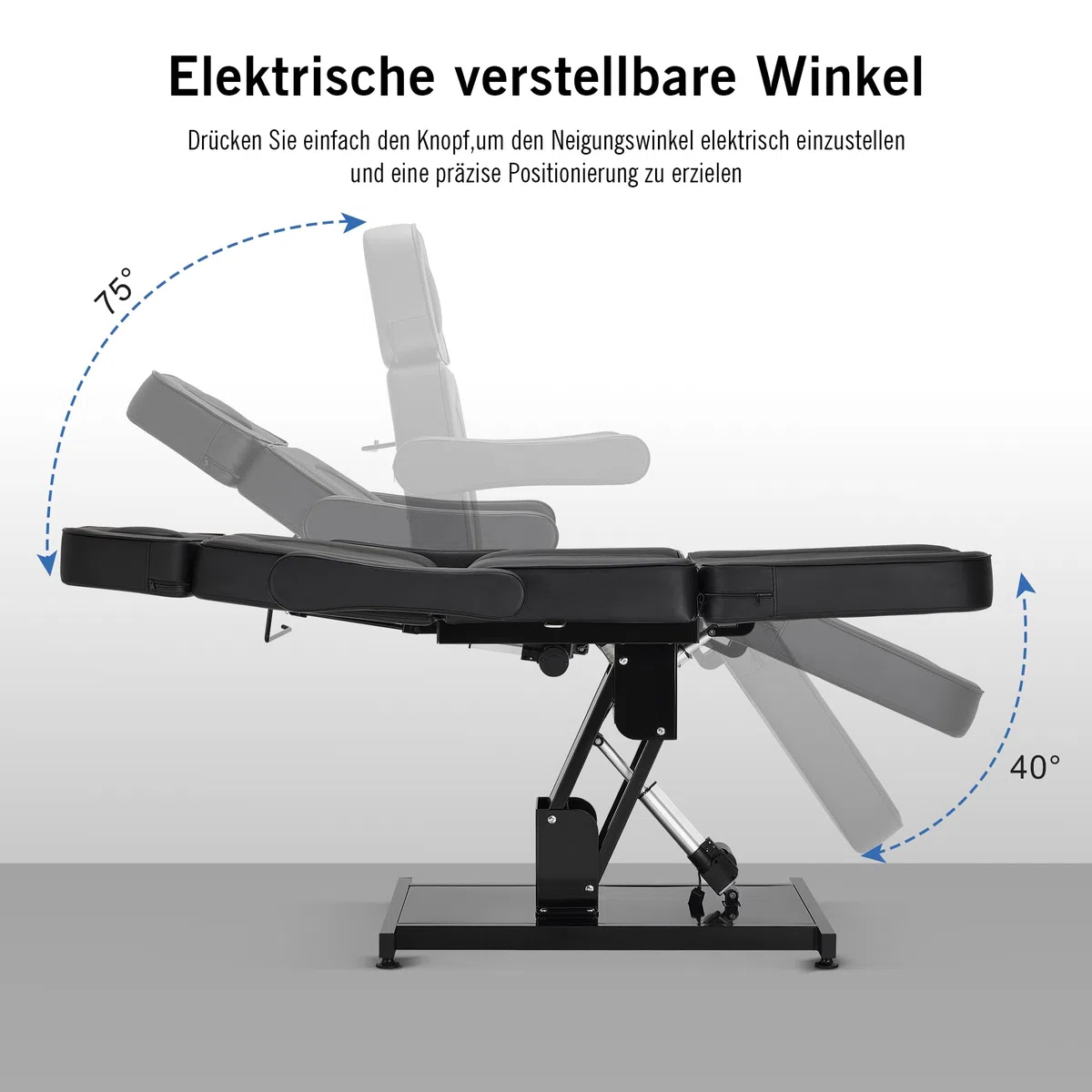 Kosmetikliege Elektrisch, Massageliege Klappbar, Tattoo Liege mit 3 Motoren, Massageliege Elektrisch für SPA Salon 2782 (Schwarz)