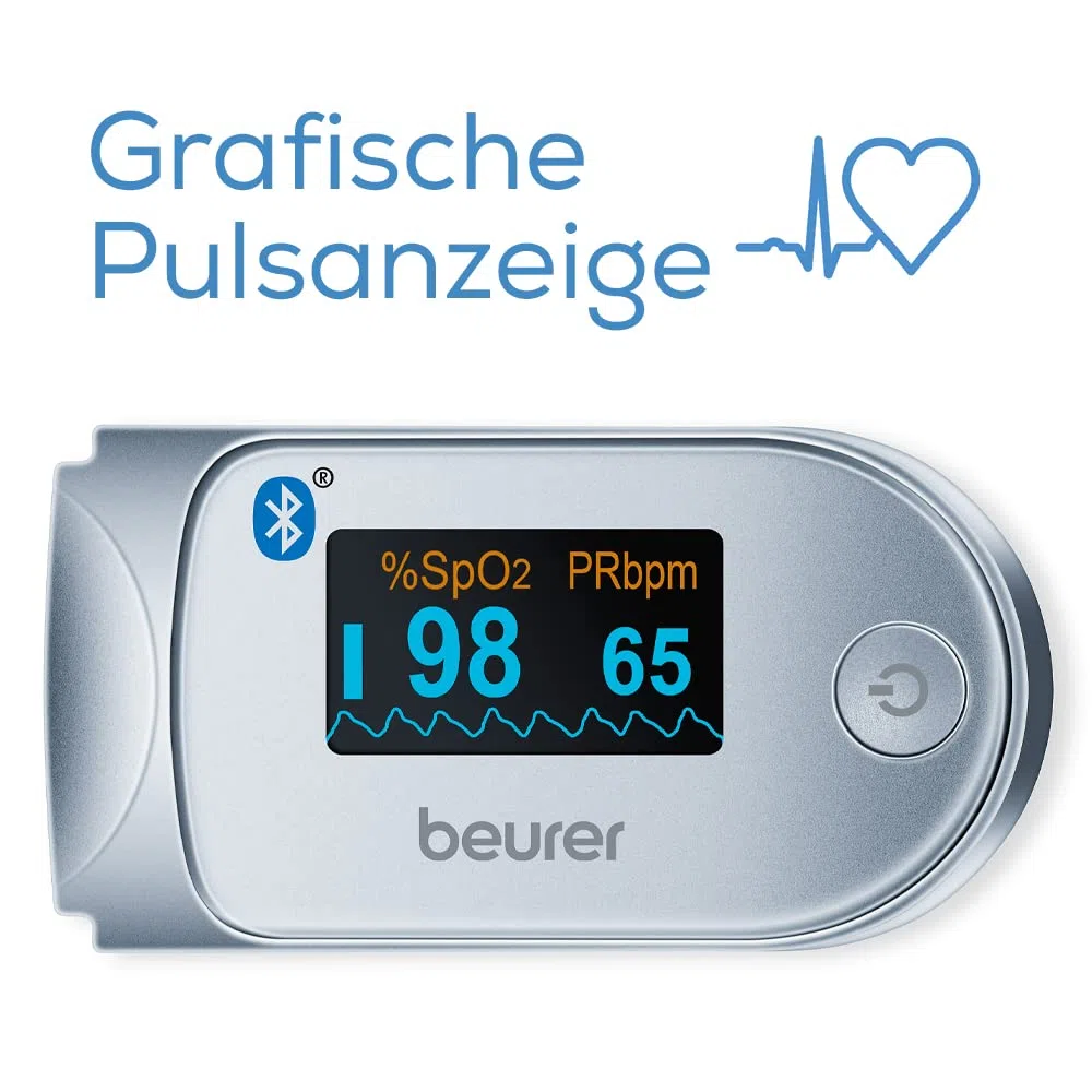 Beurer PO 60 Pulsoximeter mit Bluetooth, Ermittlung der arteriellen Sauerstoffsättigung im Blut