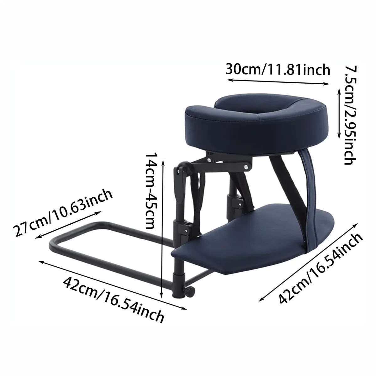 Massage Tischaufsatz/Mobile Kopfstütze Massagetisch Ersatz Verstellbares U-förmiges Kissen für Schönheitsbett Universal mit Gesichtskissen Masaje Con Colchón(14-45cm,Black)
