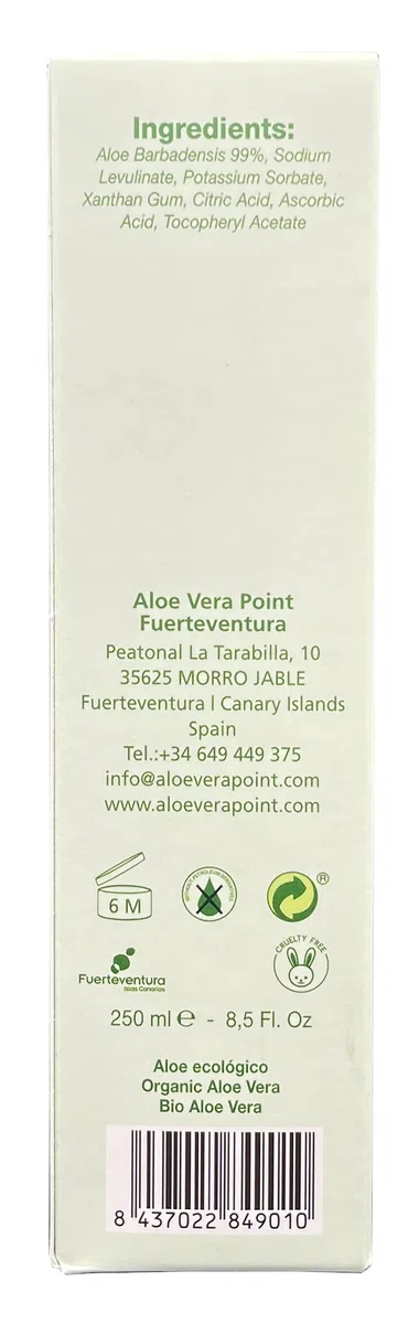 Aloe Vera Point Organic Aloe Vera Gel 99% 250ml kaltgepresst von Fuerteventura - 4 Einheiten