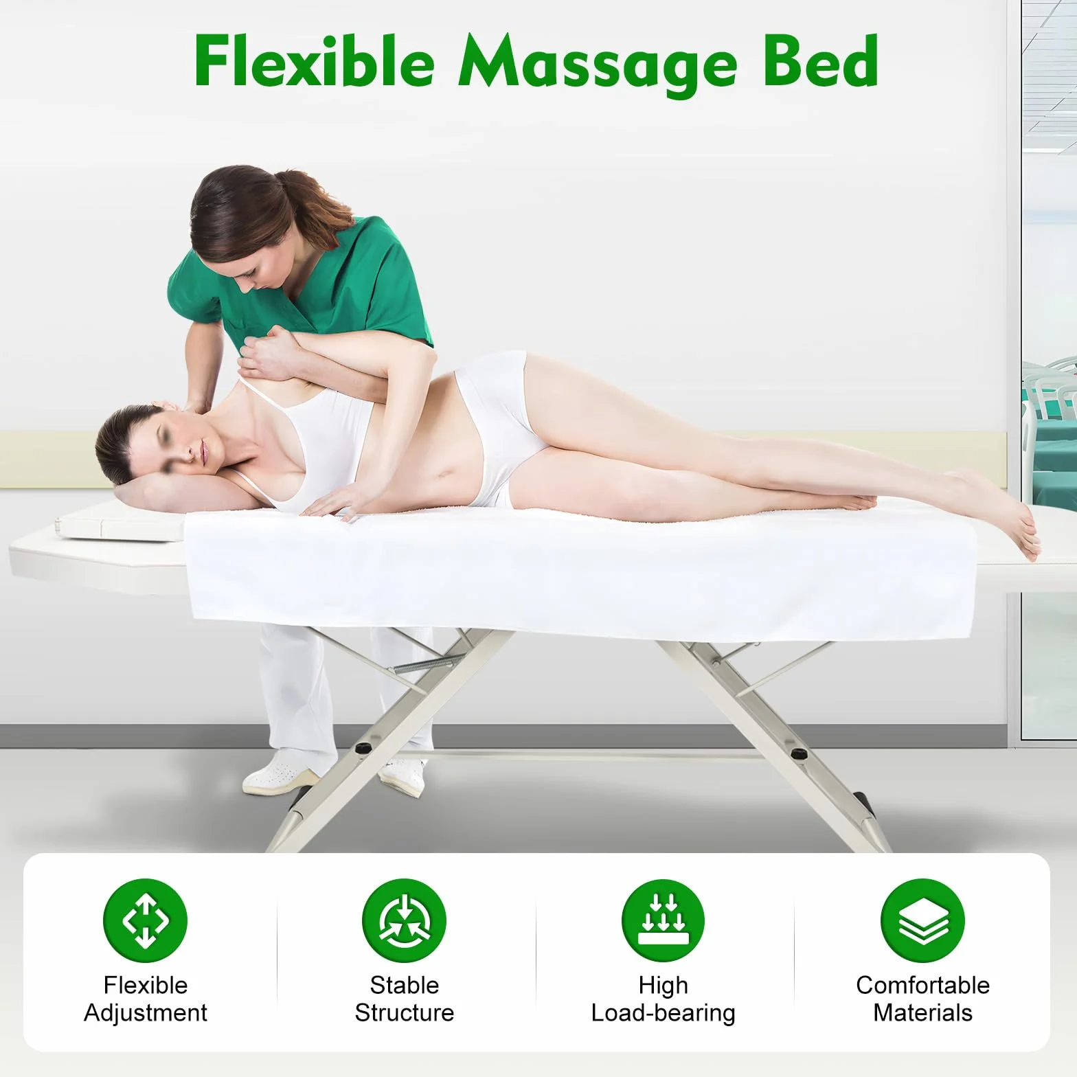 Massageliege 3 Zonen, Massagetisch, Massageliege Klappbar, HöHenverstellbare Aluminium Massageliege, Massagebett Tragbar Inkl. ZubehöR, Alu-KopfstüTze, Armlehne Und Tragetasche - Weiß
