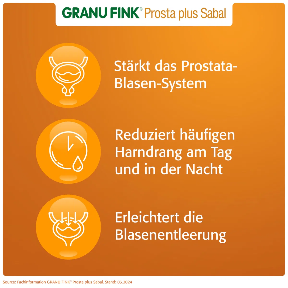 GRANU FINK Prosta plus Sabal – Prostata-Kapseln zur Stärkung des Prostata-Blasen-Systems – mit Uromedic Kürbis und Sägepalme – made in Germany – 200 Hartkapseln