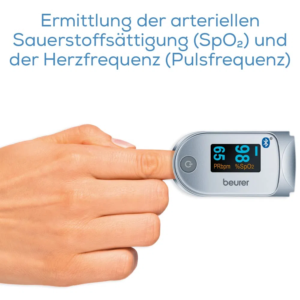 Beurer PO 60 Pulsoximeter mit Bluetooth, Ermittlung der arteriellen Sauerstoffsättigung im Blut