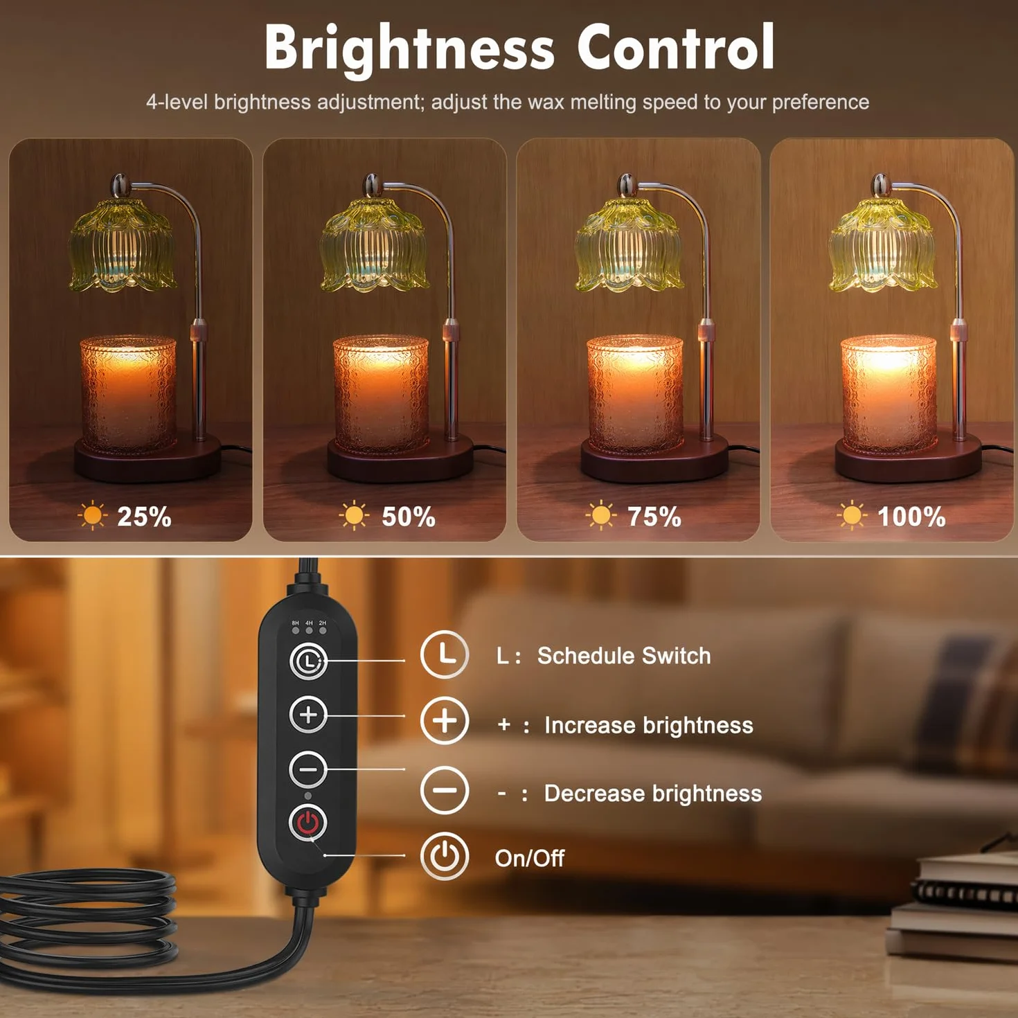 Kerzenwärmerlampe mit Timer und Dimmer – Elektrischer Wachsschmelzer für Duftkerzen mit 2 Glühbirnen Das ultimative Geschenk zu Weihnachten, zum Muttertag (Strawberry)