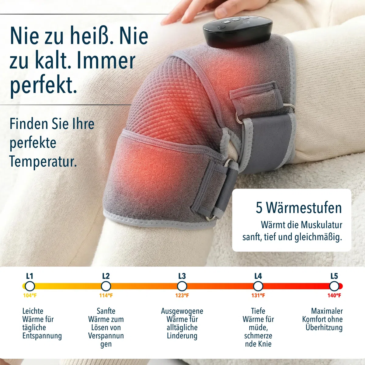 FORTHiQ RED+ Kniebandage mit Wärme und Rotlicht, 5 Intensitätsstufen, 52 Rot- & Infrarotlichtern, kabellos und verstellbar für Knie, Ellenbogen & Schultern, Geschenk für Männer & Frauen