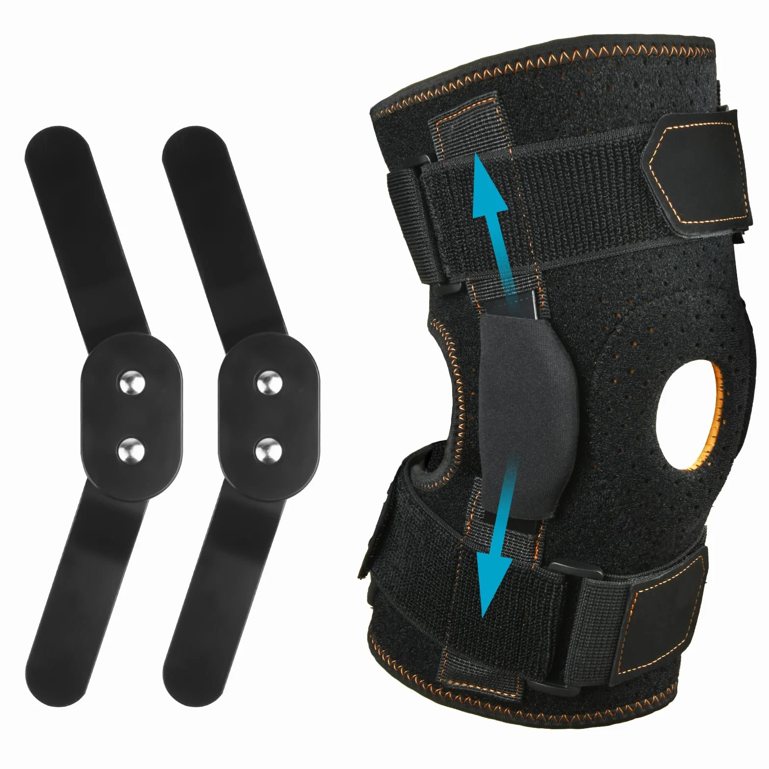 AOOWU Kniestütze, Athletics Kniebandage für Männer Frauen, Verstellbarer Kompressionsbandage mit Stahlplattenhalterung & Patella Gel Pads für Meniskusriss, Arthritis, ACL,Gelenkschmerzen, Laufen,Sport