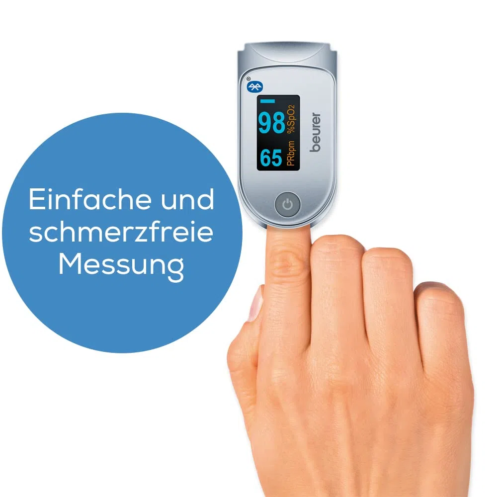 Beurer PO 60 Pulsoximeter mit Bluetooth, Ermittlung der arteriellen Sauerstoffsättigung im Blut