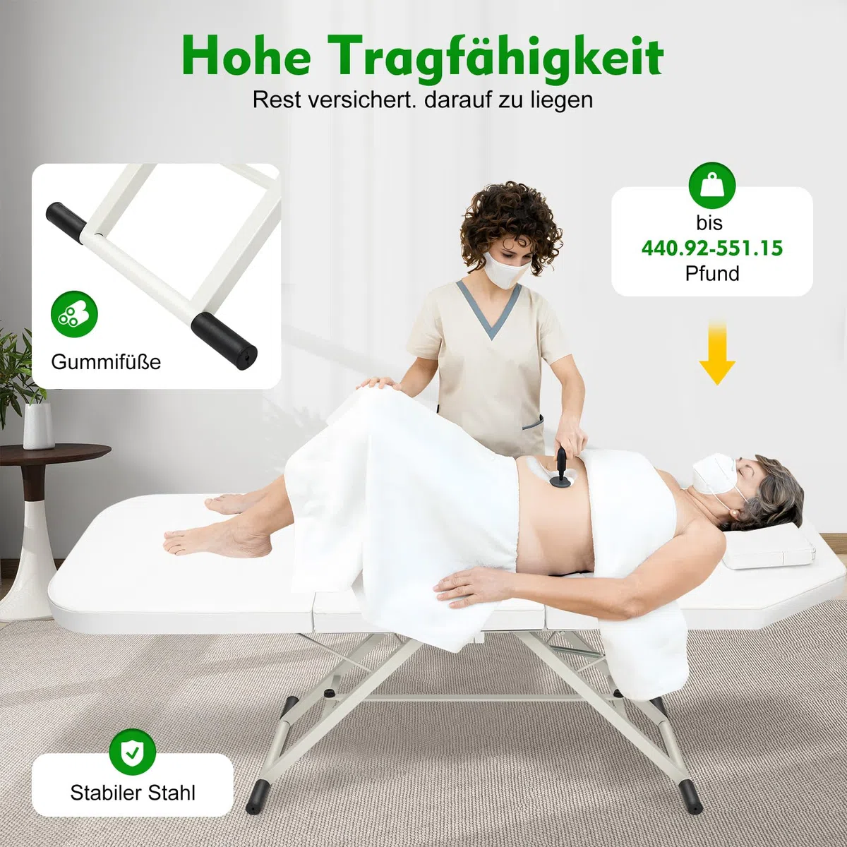 Mobile Klappbar Massageliege mit Kopfstütze, Atmungsaktiv | Klappbar Auf 91x60x21cm, GroßFläChige BelüFtungsöFfnung – Ideal FüR Salon, Praxis Oder Zuhause