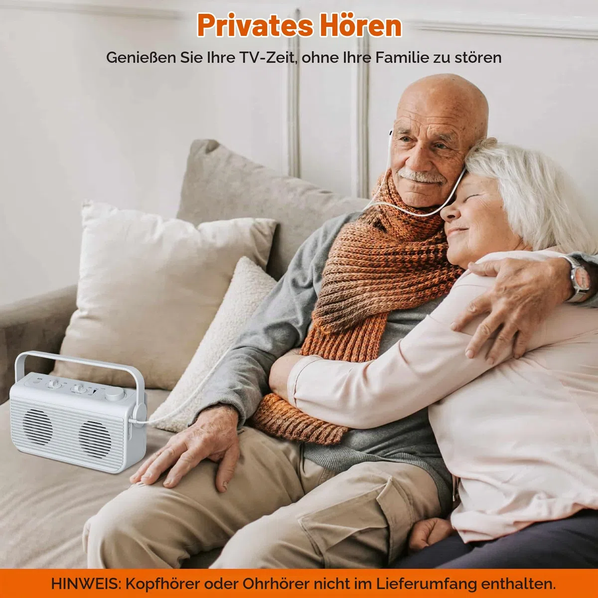 ANSTEN Sprachverstärker für Fernseher, 30m Reichweite, Plug and Play | Fernseher Lautsprecher Tragbar mit SOS Schalter für Senioren und Hörgeschädigte, Keine Audioverzögerung
