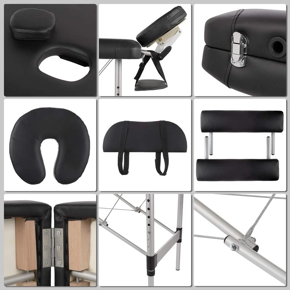 Melko Mobile Massageliege klappbar höhenverstellbar Therapieliege Massagetisch Massagebank Massagebett Schwarz