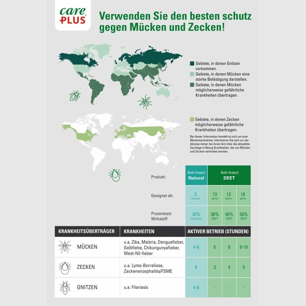 Care Plus DEET Mückenspray 50% + Textile Spray Set - Insektenschutz für Haut und Kleidung - langanhaltender Schutz gegen Insekten - Mückenschutz Kleidung und Haut Set für tropische Reisen und Outdoor